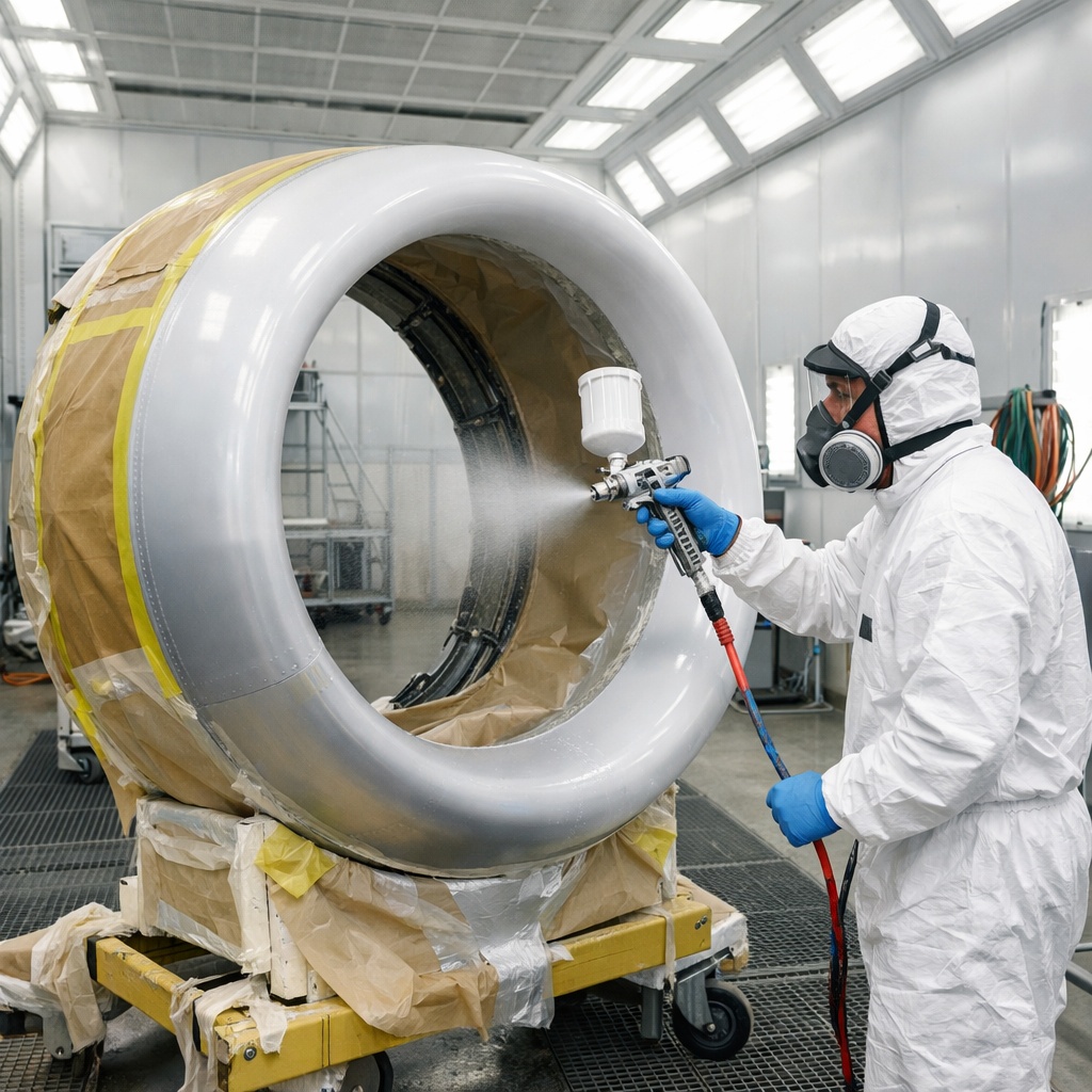 Aircraft,Composite,Repair,Mro,Paint,Booth,With,A,Technician,Painting